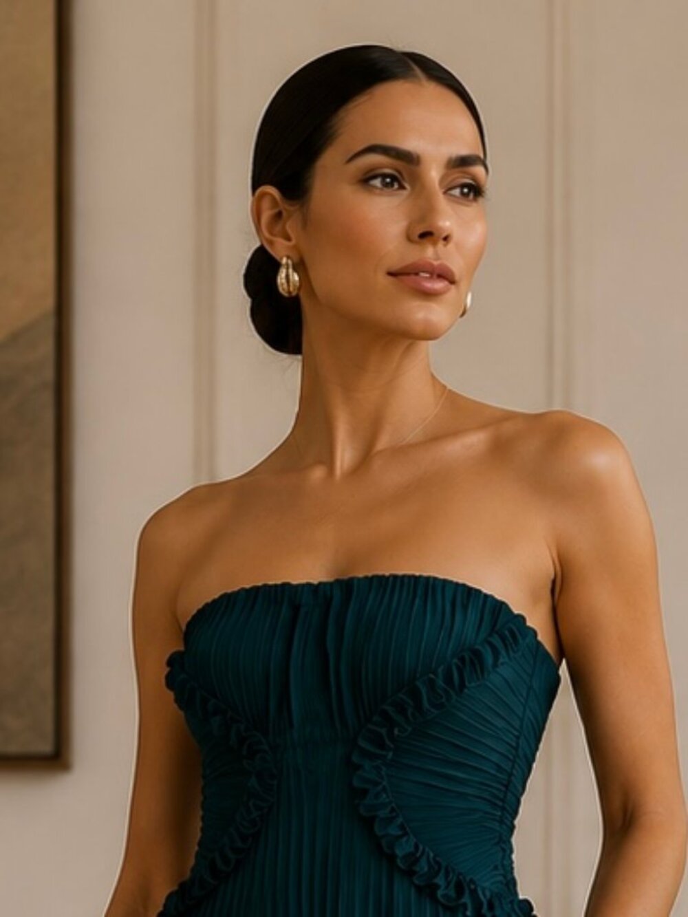 Emerald Pleated Gown - Strapless Gown - Ruffled Maxi Dress - Gown - Lulus